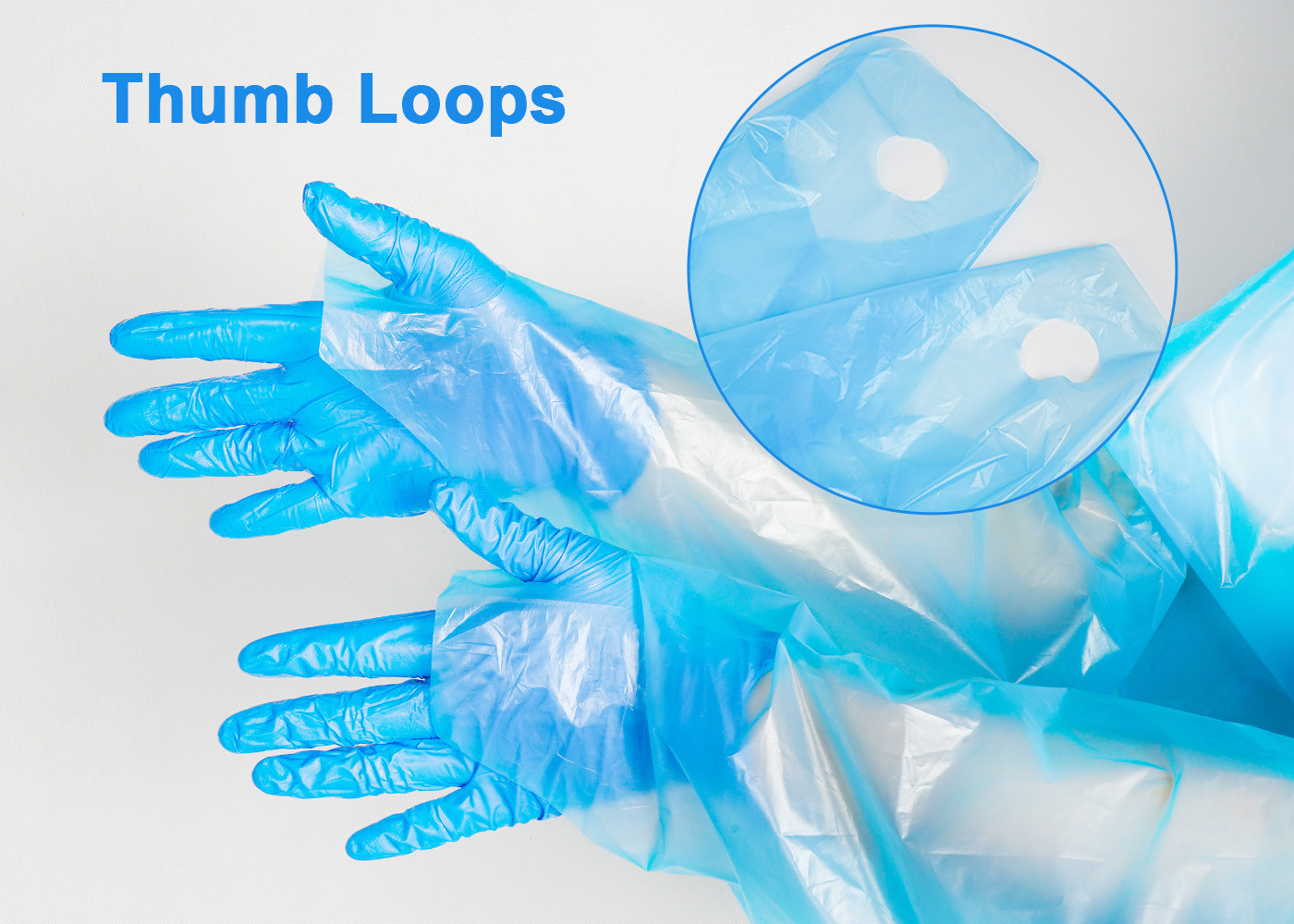 CPE Isolation Gown With Thumb Loop , Cuff Disposable Medical CPE Isolation Gown