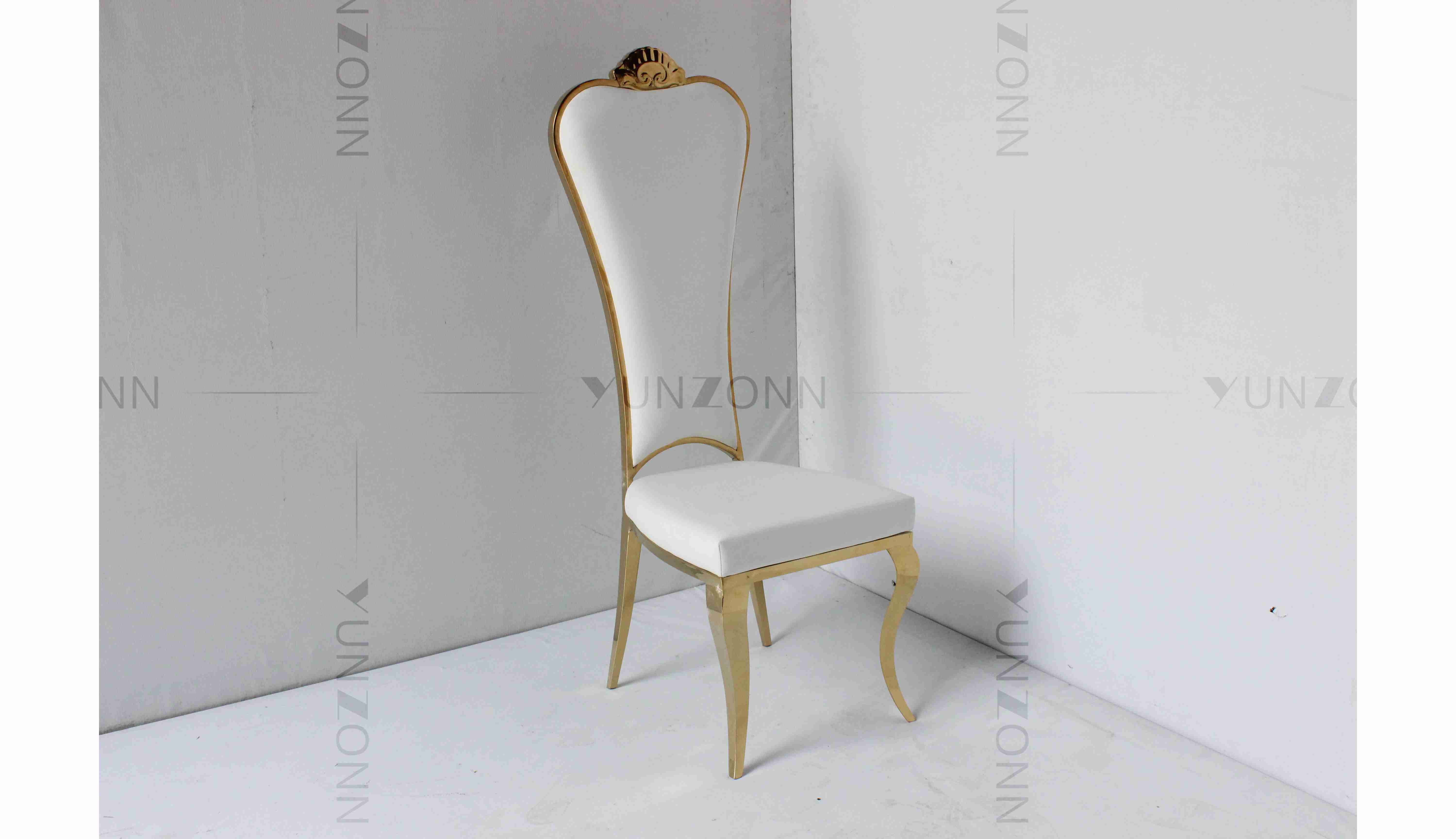 White PU wholesale bride and groom wedding stainless steel gold high chair