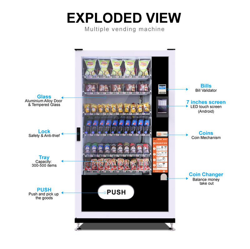 Snack / Food / Cold Drink Self Service Vending Machine 1933 * 1009 * 892mm Size
