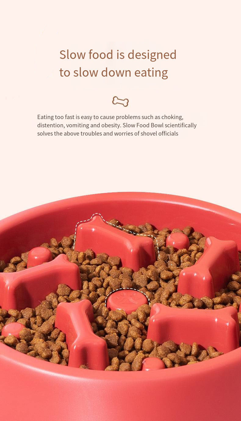 Pet PP Bone Shaped Slow Food Bowl Easy To Rinse Small And Medium Sized Dog Bowl