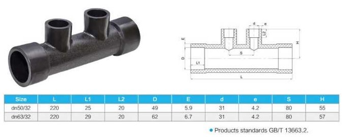 PE100 PN16 Socket Cross Fitting Underground Poly Pipe