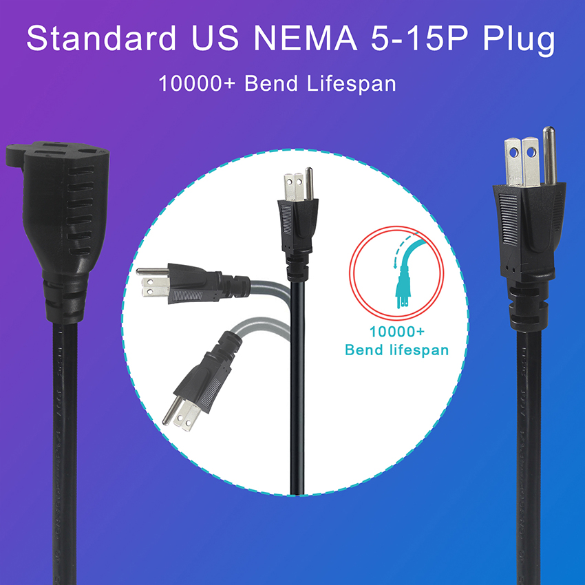 Outdoor Waterproof Extension Cord 3 Prong AC Outlet NEMA Male To 3 Female 515R