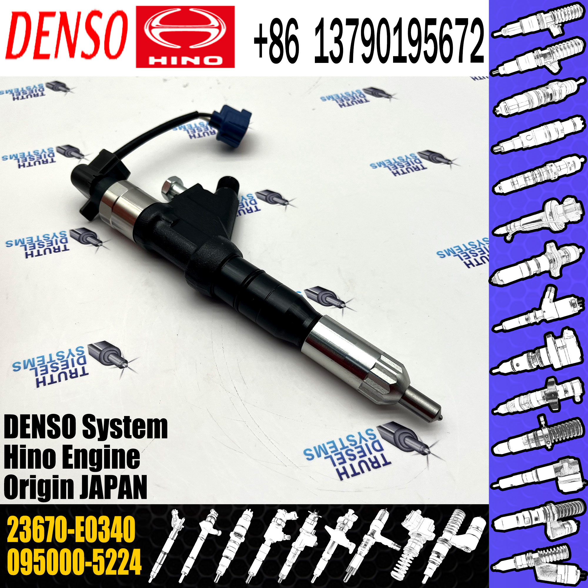 095000-5220 DENSO Diesel Injector 095000-5226 Hino Fuel Injectors