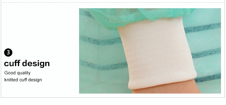 Factory price single use non woven isolation gown with knitted cuff