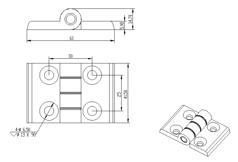 T3-T8 Aluminum Hardware Products Commercial Glass Door Hinges Heavy Duty