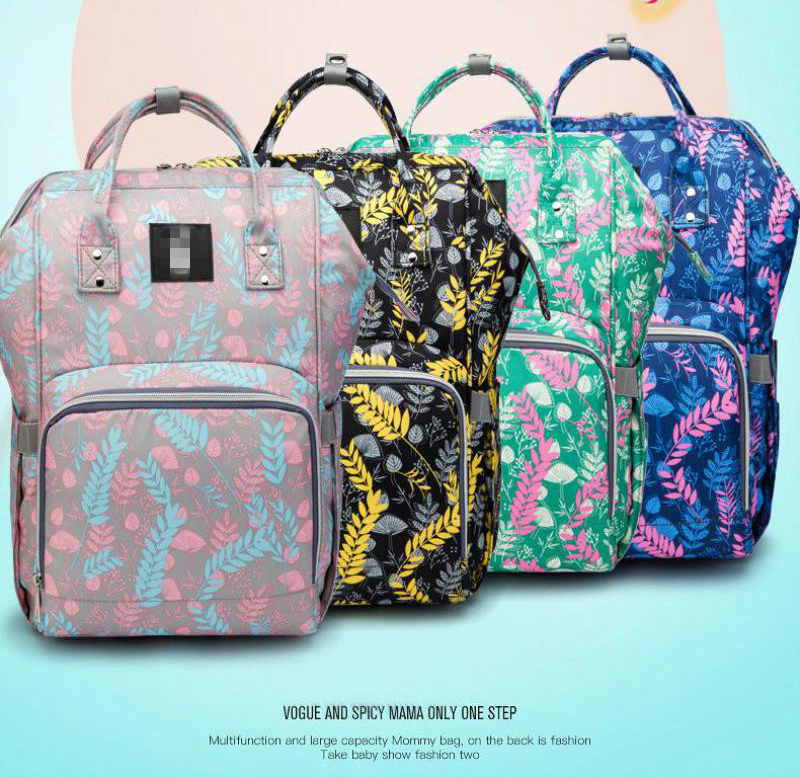 FashionTravel Backpack Baby Large Capacity Mommy Diaper Bag Designer Nursing Bag floral insulated mummy Bag With Stroller Strap