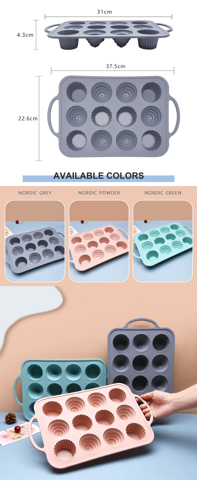 Easy Release Versatile 12 Cavity Silicone Cake Mould