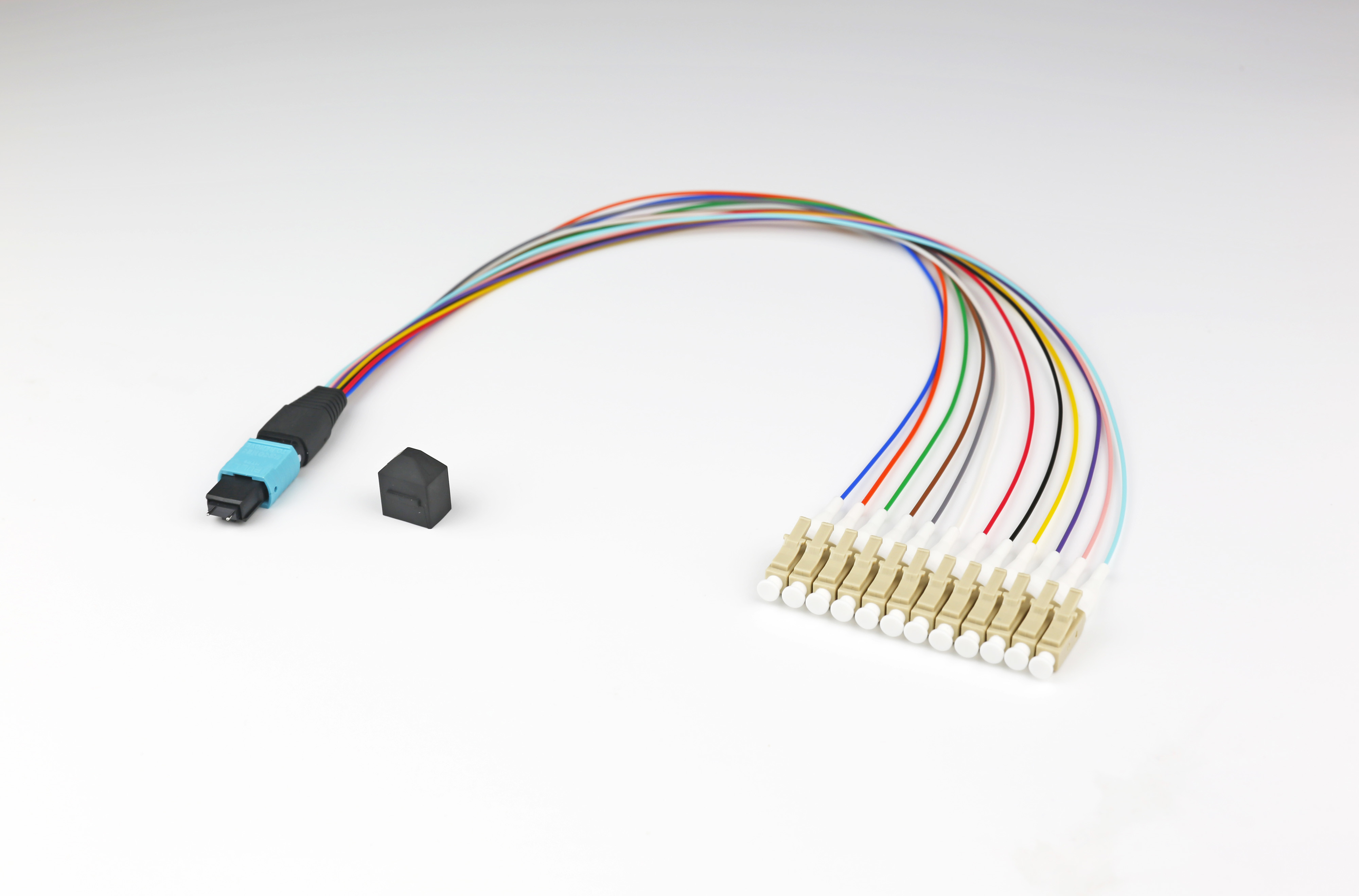MPO to LC breakout cable,10G OM3 50/125um mpo male to 12 x LC fan-out ribbon mpo fiber optic cable multimode patch cord