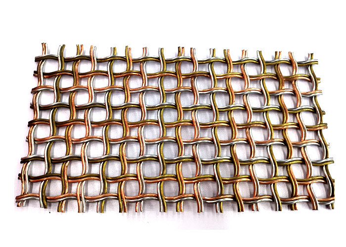 Color Finished Architectural Wire Mesh , Woven Metal Mesh For Cabinetry And Stairs