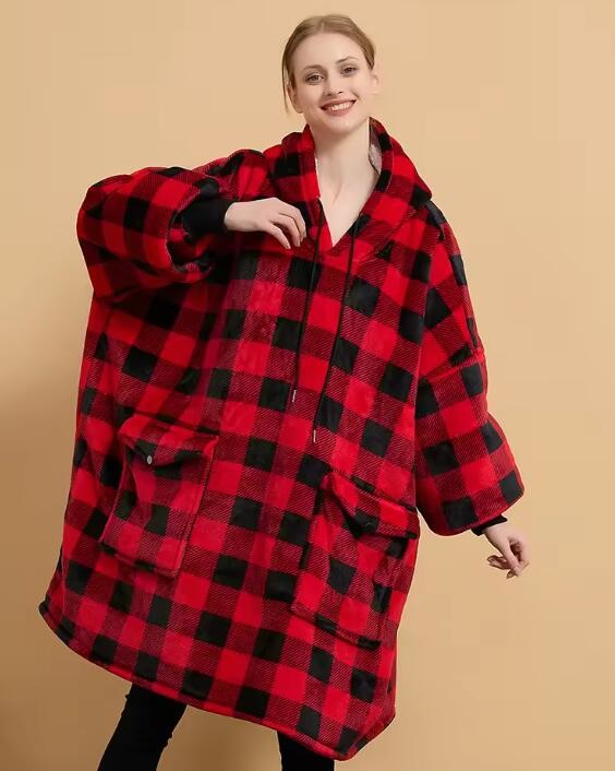 Custom Giant Pocket One Size Fits Ladies Oversized Hoodie Blanket All Printed Design