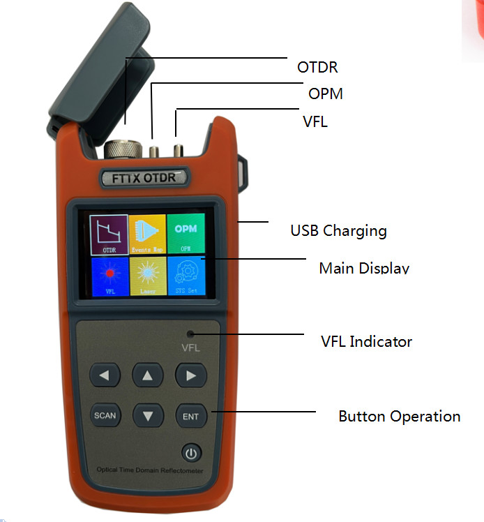 FTTX Mini OTDR Optical Time Domain Reflectometer 2.6 Inch Screen Fiber Optic OTDR