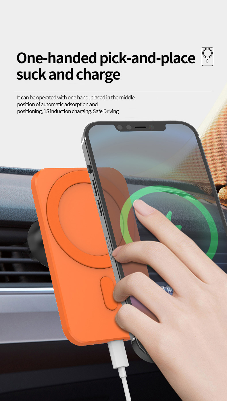 FCC Magnetic Wireless Car Charger , 15w Air Vent Car Mount Phone Holder
