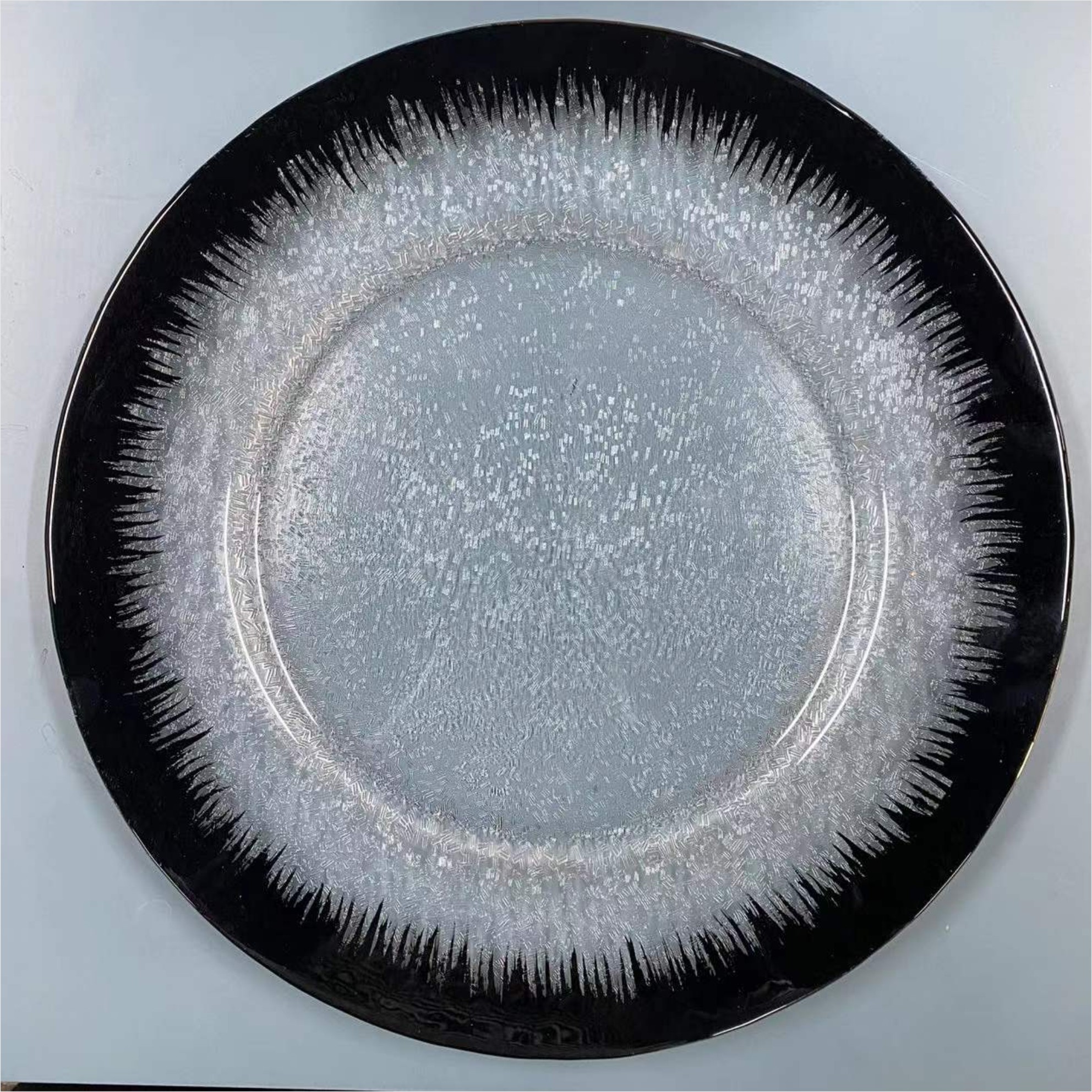 SX-P054 New Luxury Diamond Rim Mirror Glass Plate For Weddings Event