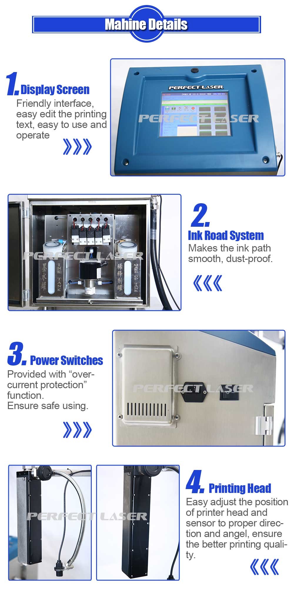 High Speed Continuous 1-4 Lines Small Character Inkjet Printer For Food package Pharmaceutical Chemical Industry