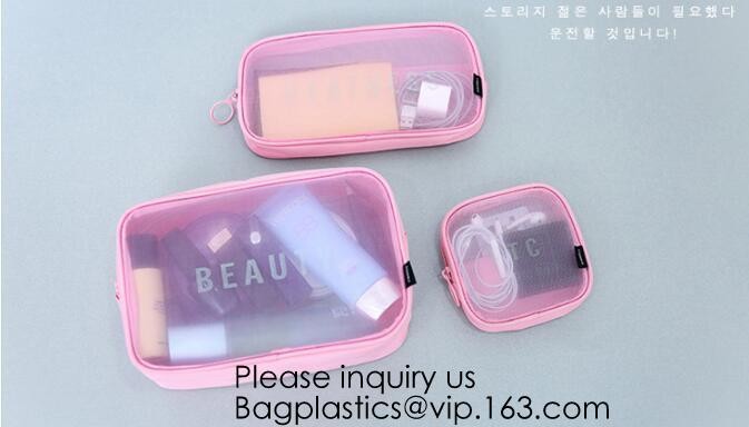 New Fashion Travel Makeup Brush Mesh Cosmetic Bag,Portable Canvas Travel Organizer Cosmetic Bag Toiletry Makeup Wash Bag