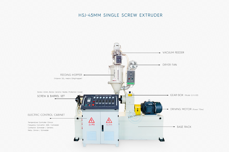 75 rpm Single Screw Extruder PLA Straw Making Machine 7.5kw