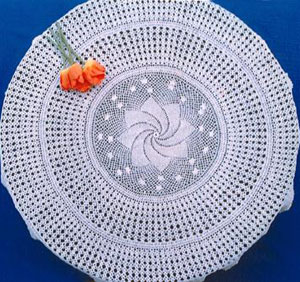 Rectangular coffee table linen table cloth table, Corcheted Lace Table linen, Tablecloth