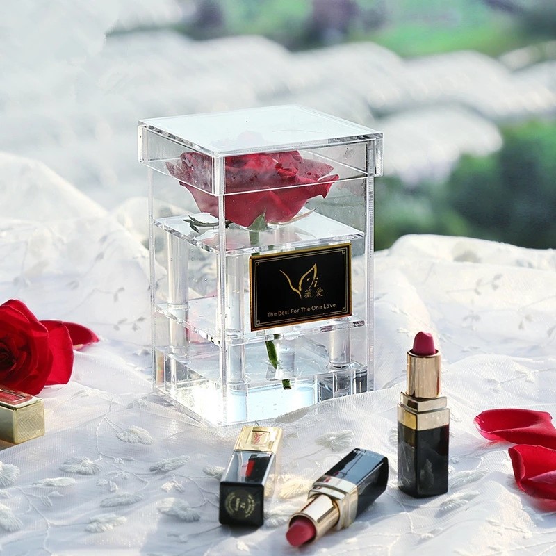 Top Quality 3mm Thickness Clear Acrylic Box Preserved Roses Box 1/9/16/25/36 Holes Square Acrylic Boxes