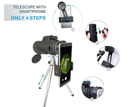 Hunting Birdwatching Mobile Phone Monocular Telescope 12x50 Mobile Lens
