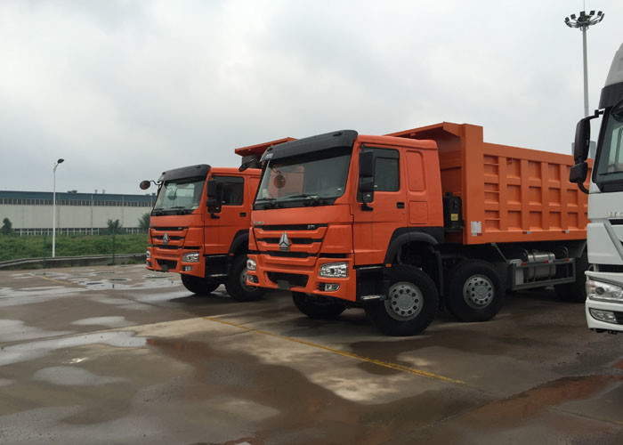 Orange Sinotruk Howo Dump Truck 371 HP 12 Wheels LHD High Loading Capacity