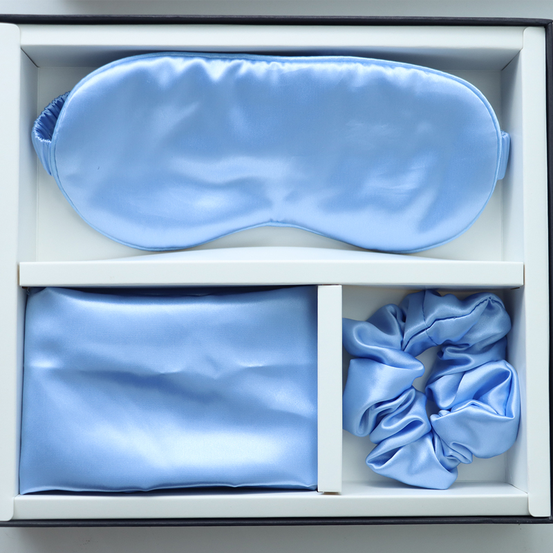 Luxury Sleep Black Silk Eye Mask Custom LOGO OEM/OEM 100% Silk Pillow Case Set Black
