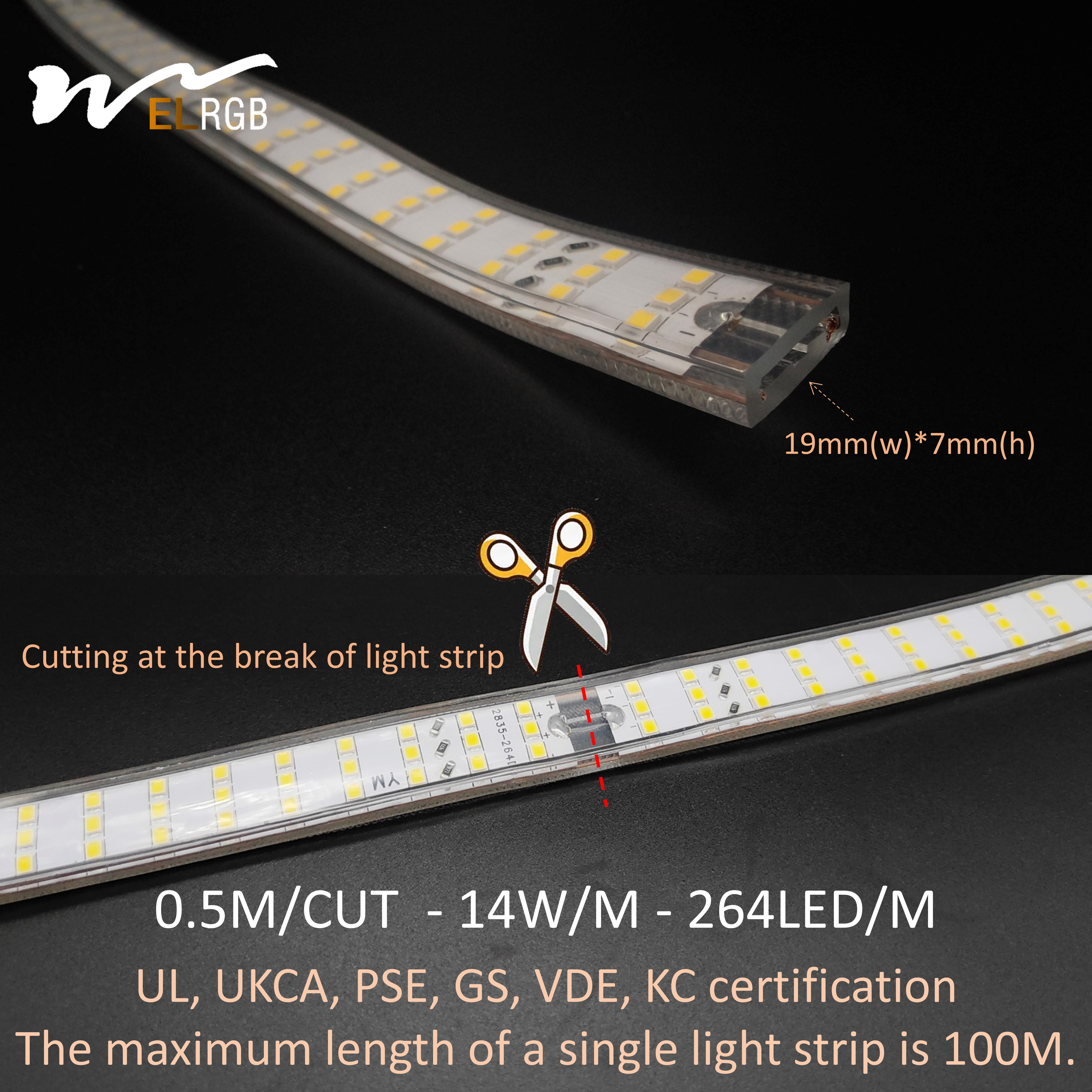 Outdoor Waterproof 264 LEDs/m 3-Row Celling LED Light Stripe with Sensor Control