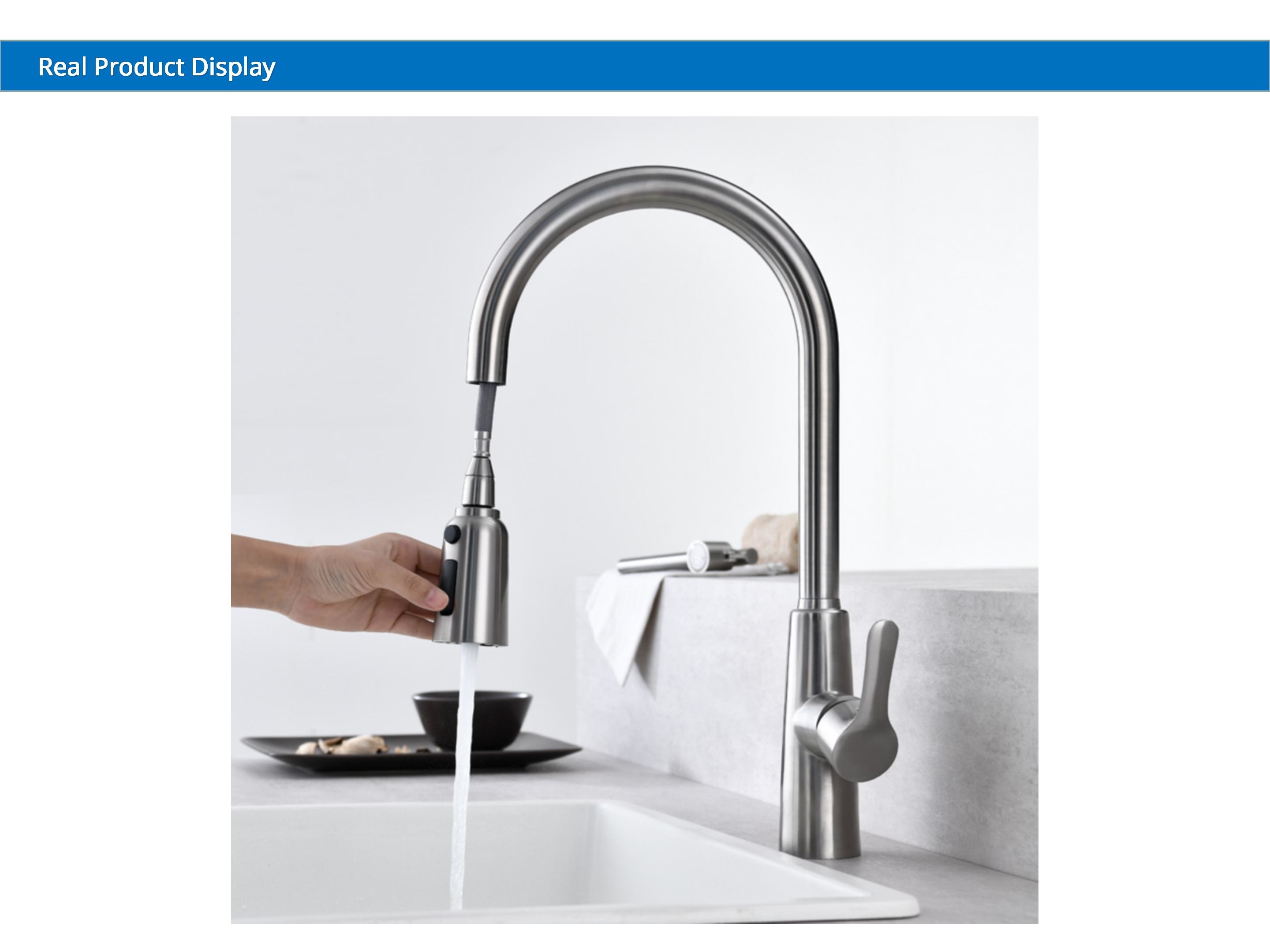 Retractable 360 Degree Rotation Faucets SUS304 Single Hole Pull Down Kitchen Faucet