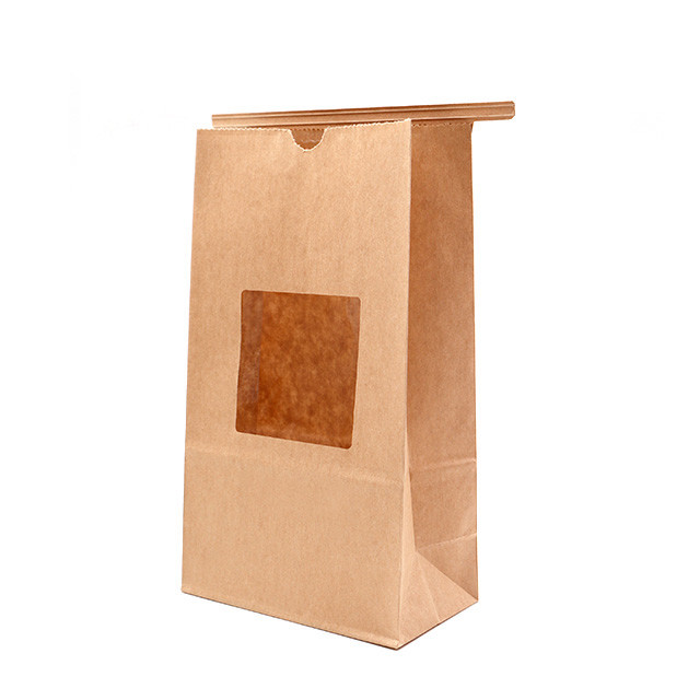 Strong Bottom Brown Paper Bread Bag With 8 Color Flexo Printing Waterbased Ink Printing