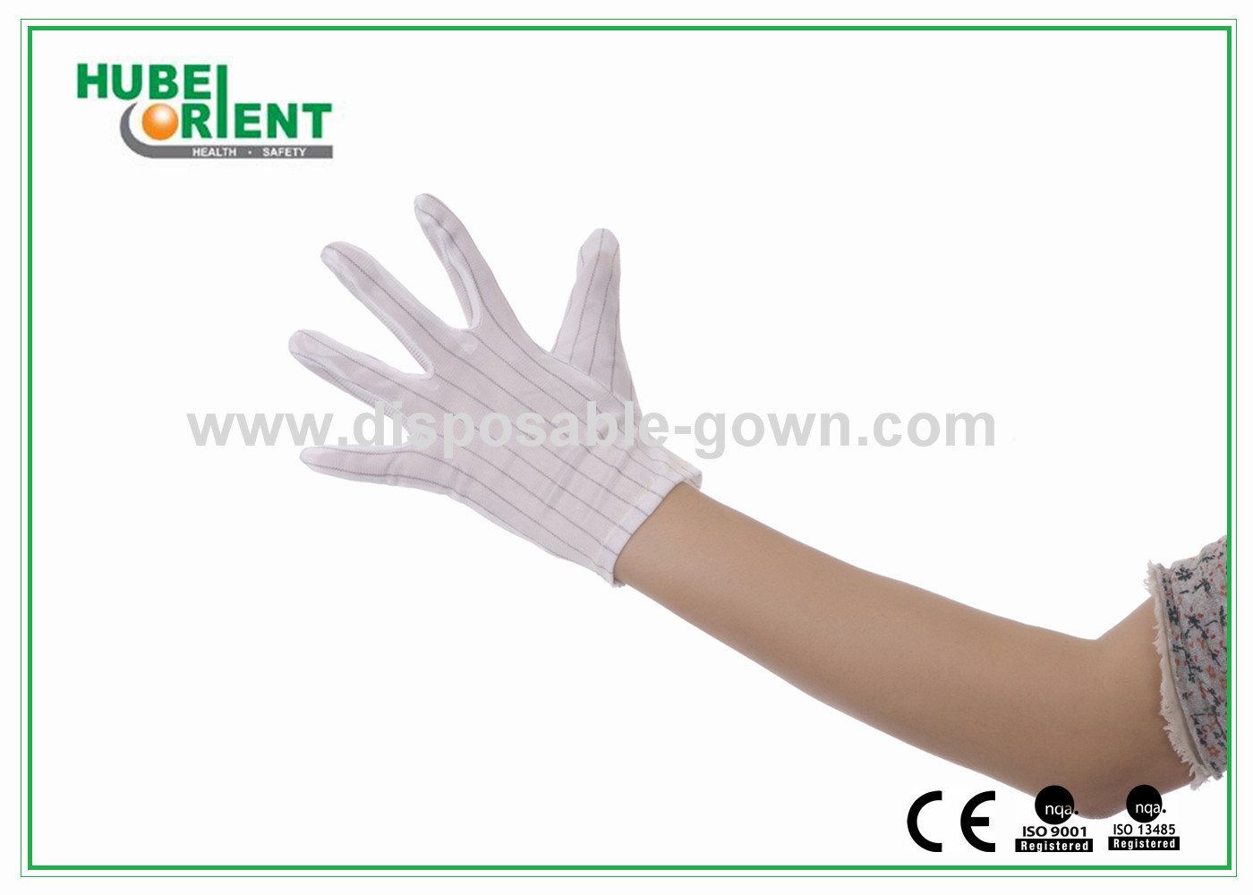 White Nylon ESD Safe Gloves Disposable Hand Gloves With Conductive Ribbon