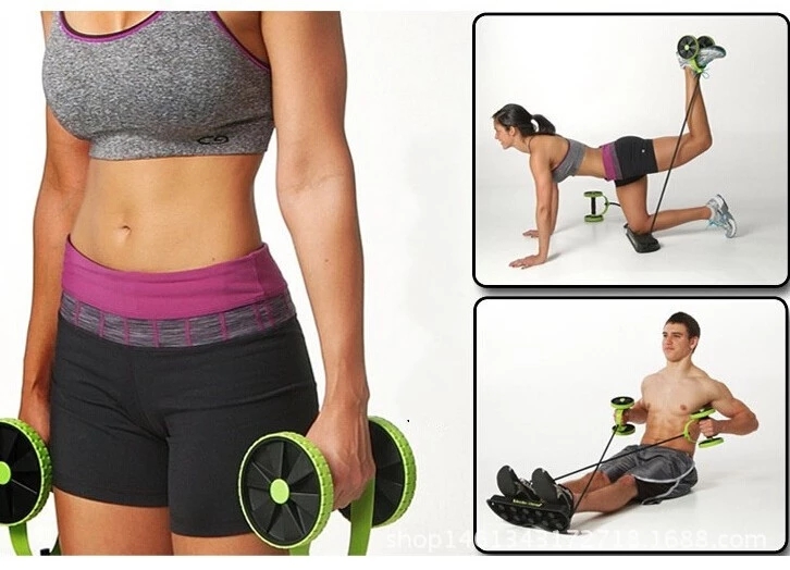 Multifunctional Tension Rope Double Wheel Ab Roller Leg Exercise Wheel High ElasticTube