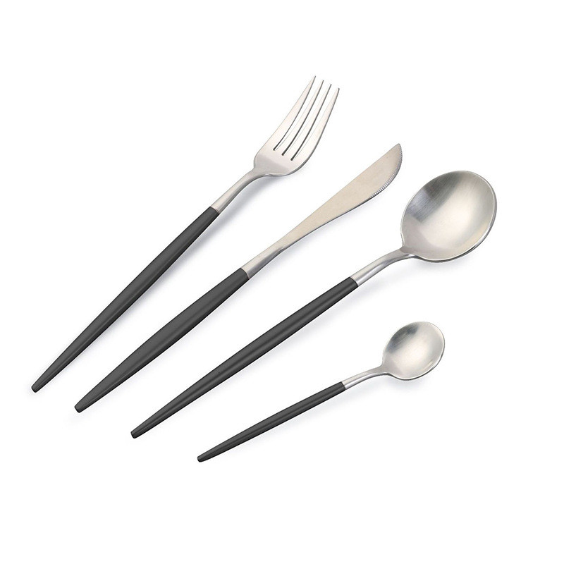 SGS 4 Piece Kitchen Flatware Sets 18/8 Stainless Steel Gold Plated Spoon And Fork
