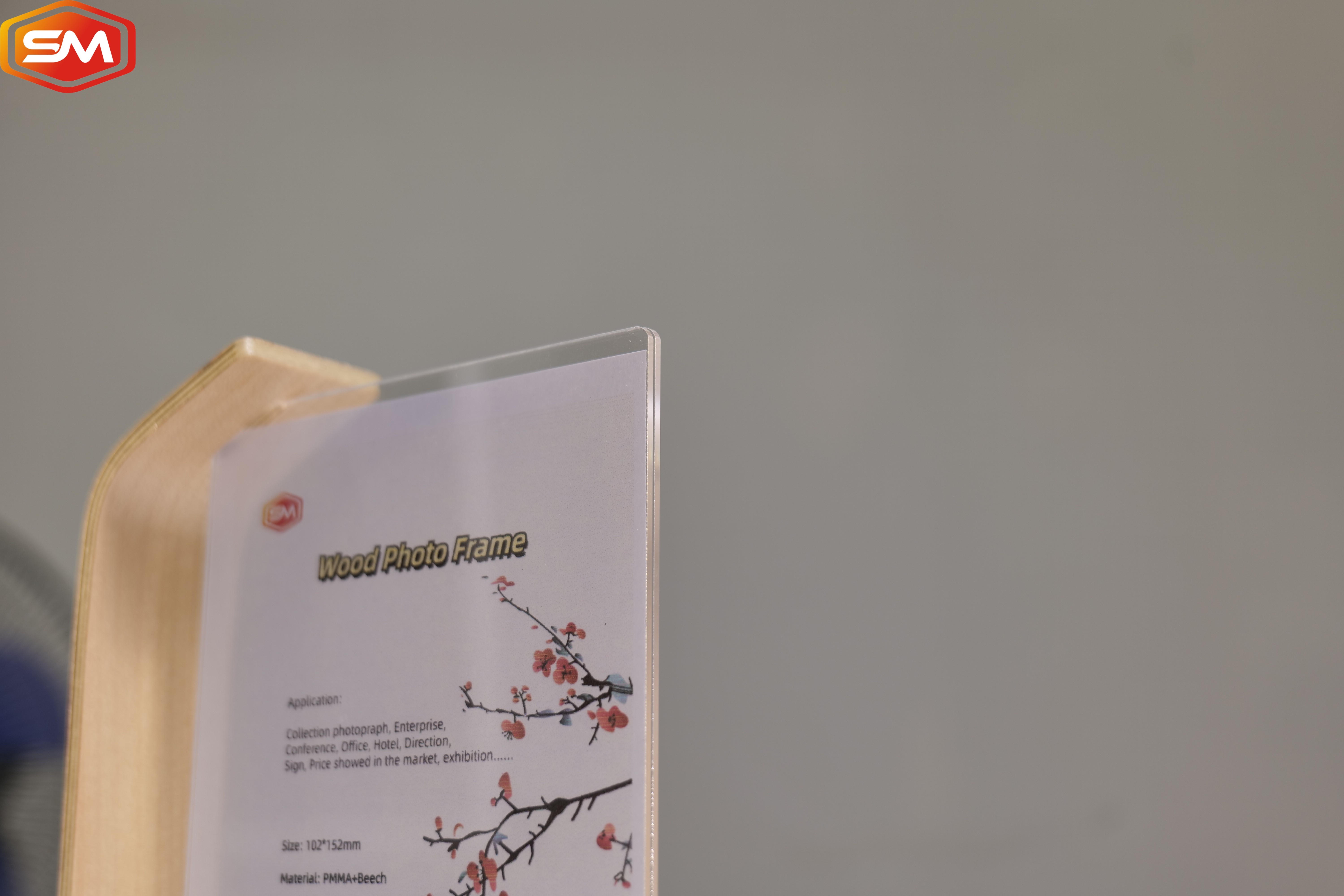 Natural Double Sided A4 Acrylic Picture Photo Frames With Wood Wooden Base