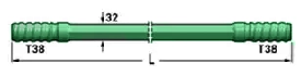 Extention T38 Thread DTH Drill Pipe Rods Male Male Connection