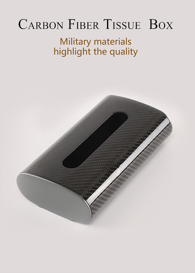 Luxury Home Anti Scratch Glossy Carbon Fiber Tissue Box
