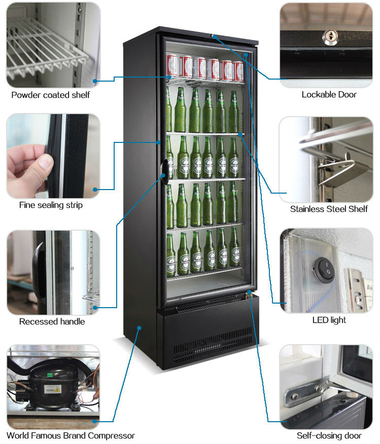293L/458L Tall Beer bar refrigerator Beverage promotion fridge Back Bar Cooler,Beer Showcase