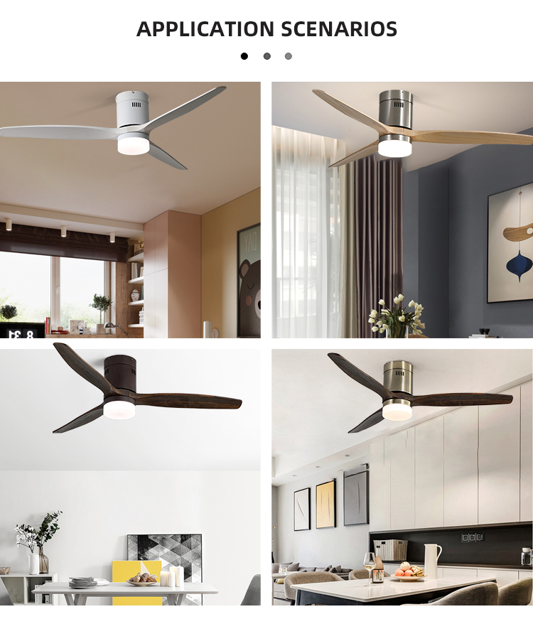 European Style Loft 3000-5000K real Wood Ceiling Fan Light 90lm/w noiseless