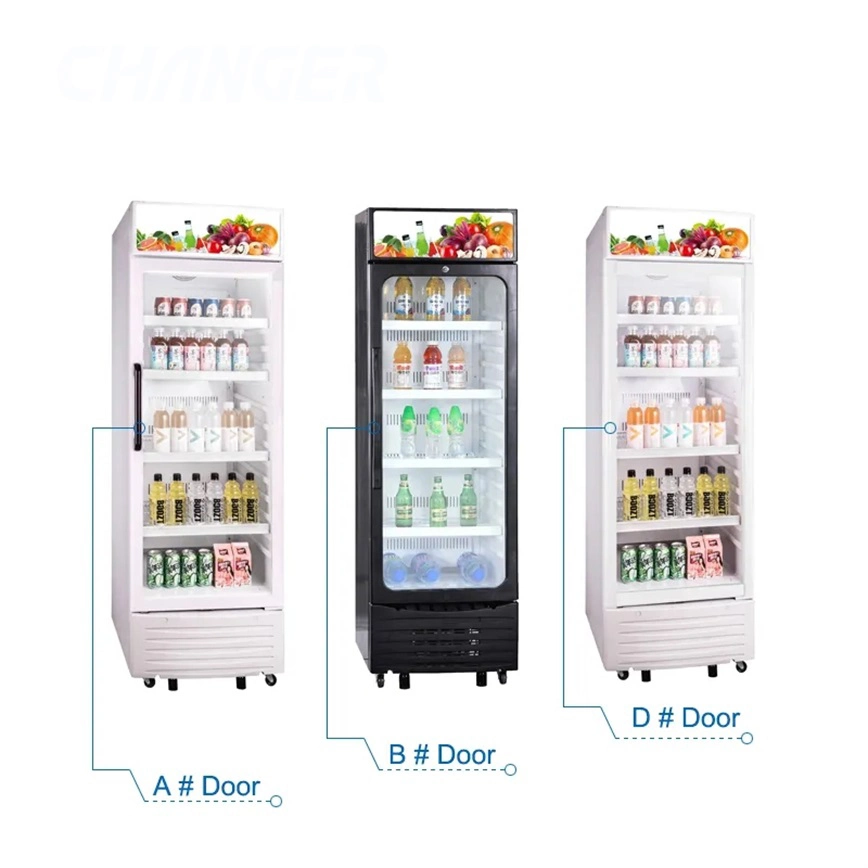 310L Durable Using Upright Freezer Commercial Vertical Showcase Upright Beverage Showcase Refrigerator