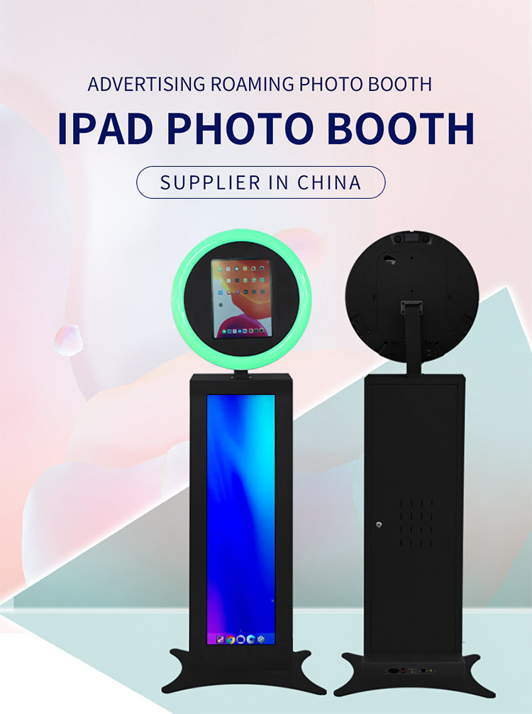 Portable Photo Booth Shell Stand For Ipad 12.9'' Rgb With Ring Light Music Sync Box Metal Selfie Detachable