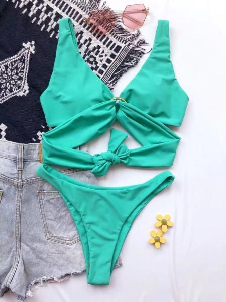 Heart Chain Swimming Suits Bikini Fashion Solid Color Ladies Sexy Swimsuit