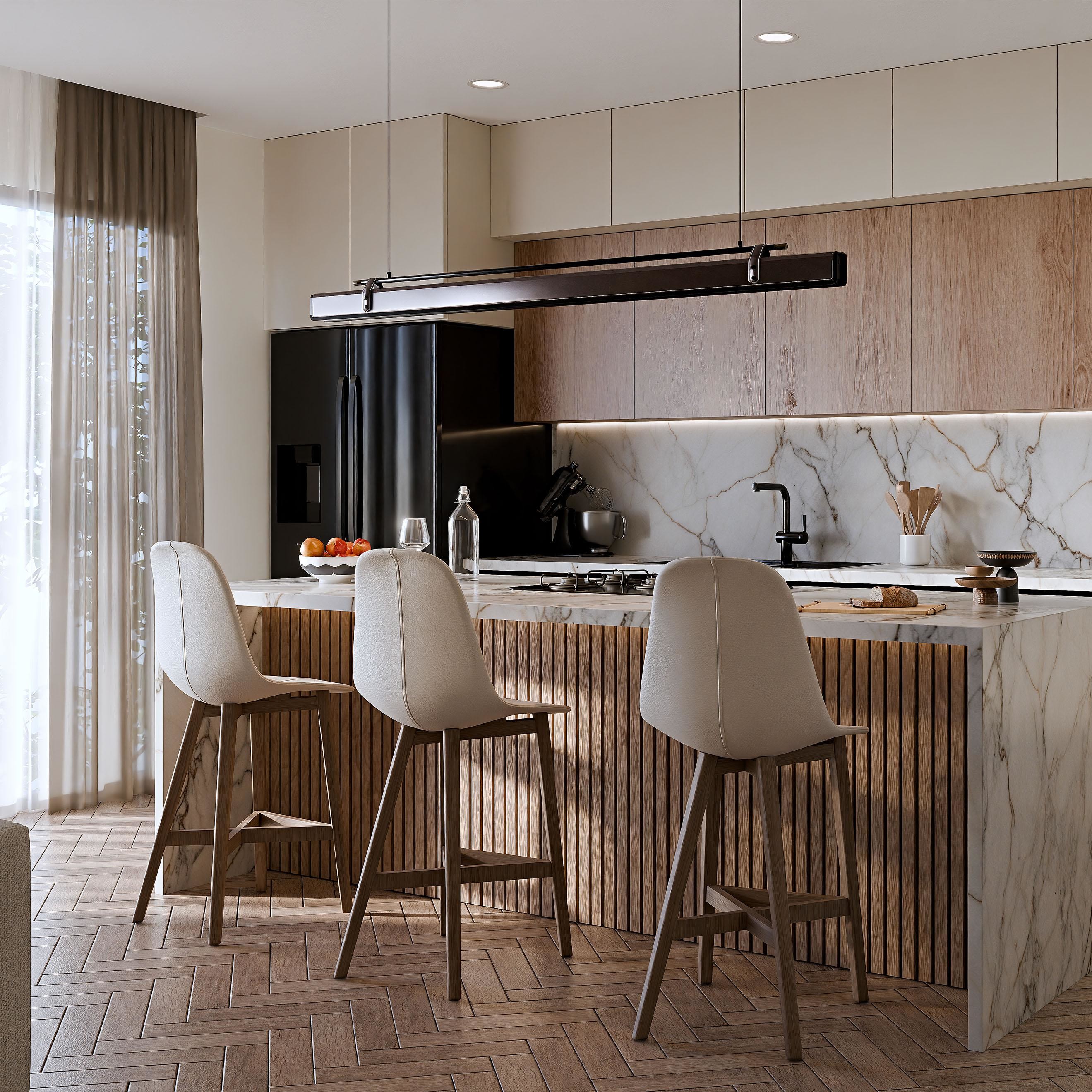 Customized Complete Modern Matt Finish Melamine Wood Grain Kitchen Cabinets For Apartment Projects