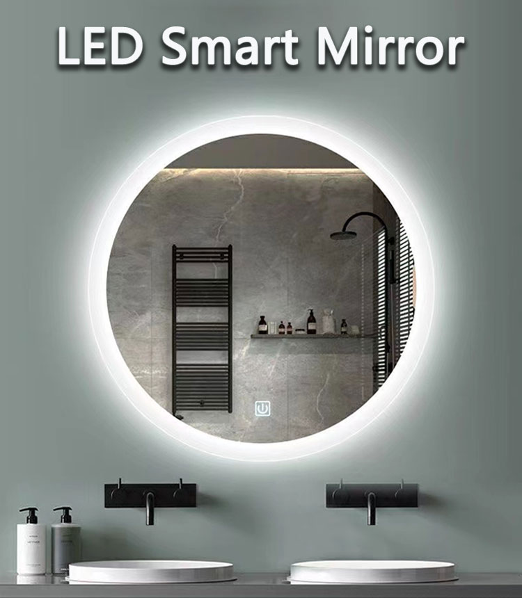 Large Sensor Switch LED Bathroom Mirror with Touch Screen and Fog-Free Design