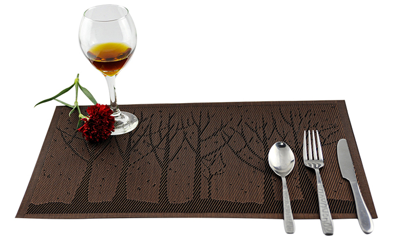 Heat Resistant Metric System Kitchen Room Space PVC Table Dinner Mat with Gold Design
