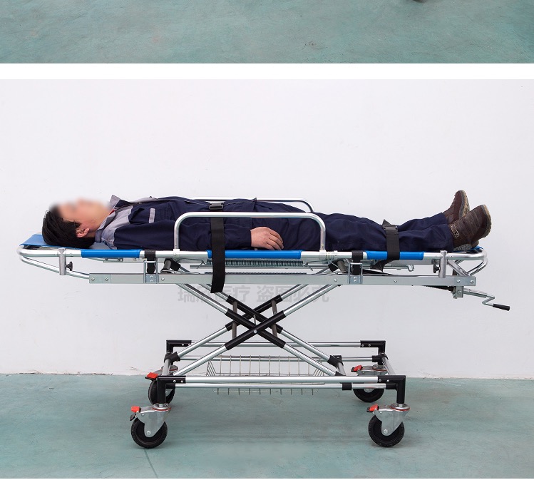 Aluminum Alloy Emergency Hospital Bed Blue Emergency Stretcher Bed