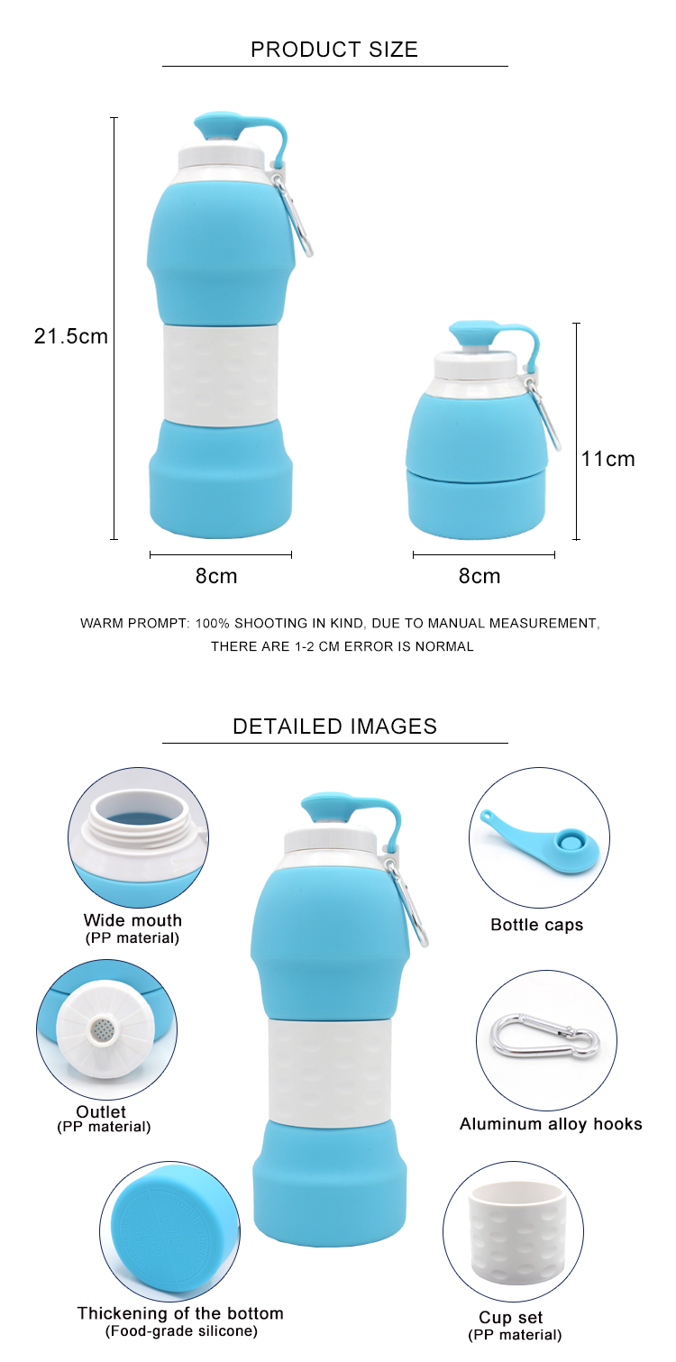 20.4 Floz Filter Collapsible Silicone Water Bottles