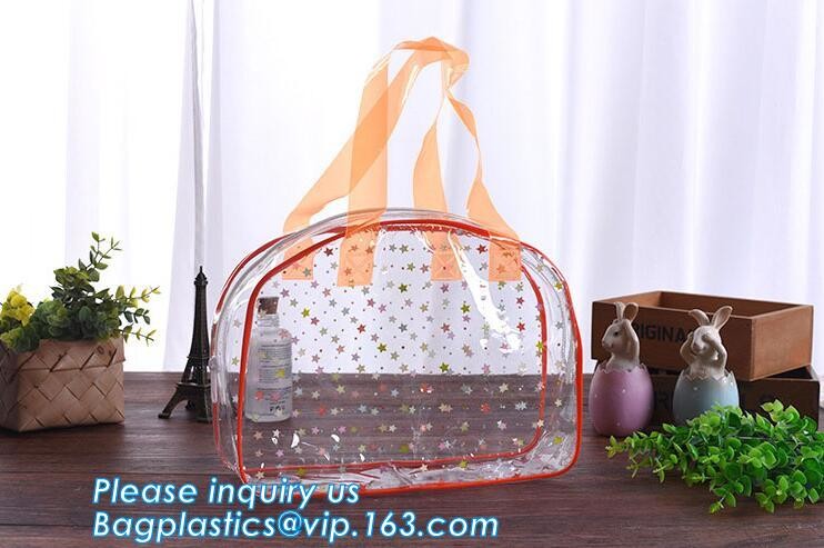 Girl Glitter PVC Fashion Cosmetic Bag, portable travel makeup bag cases bulk women handbag custom transparent clear pvc