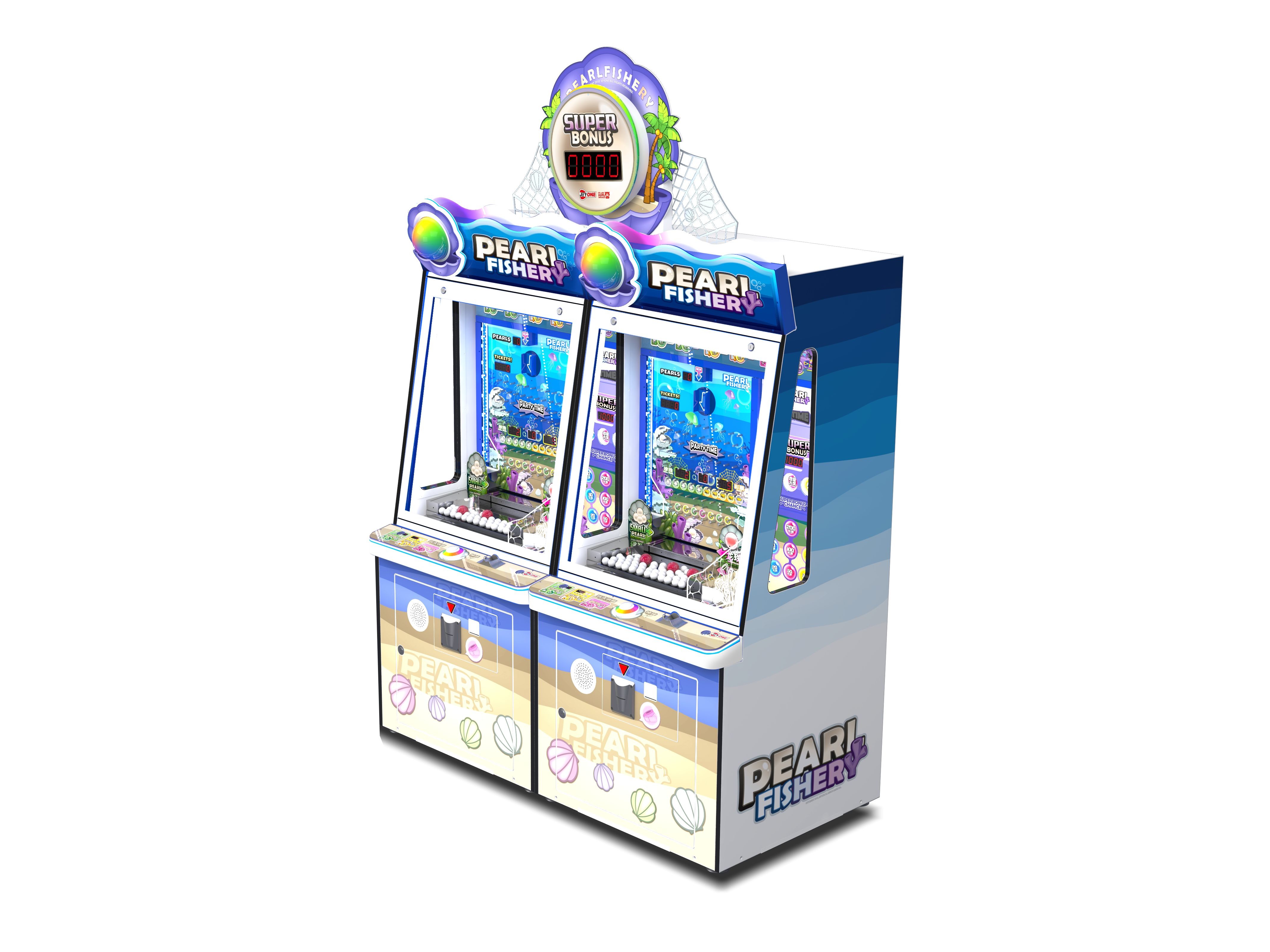 2 Player Kids Coin Ticket Pearl Fishery Arcade Machine Push Marbles For Amusement