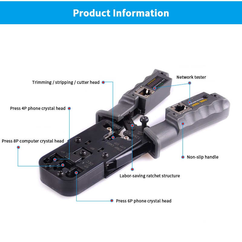 The crimping and cable testing solution/network cable crimper network tools hand crimping 4P 6P 8P network tool