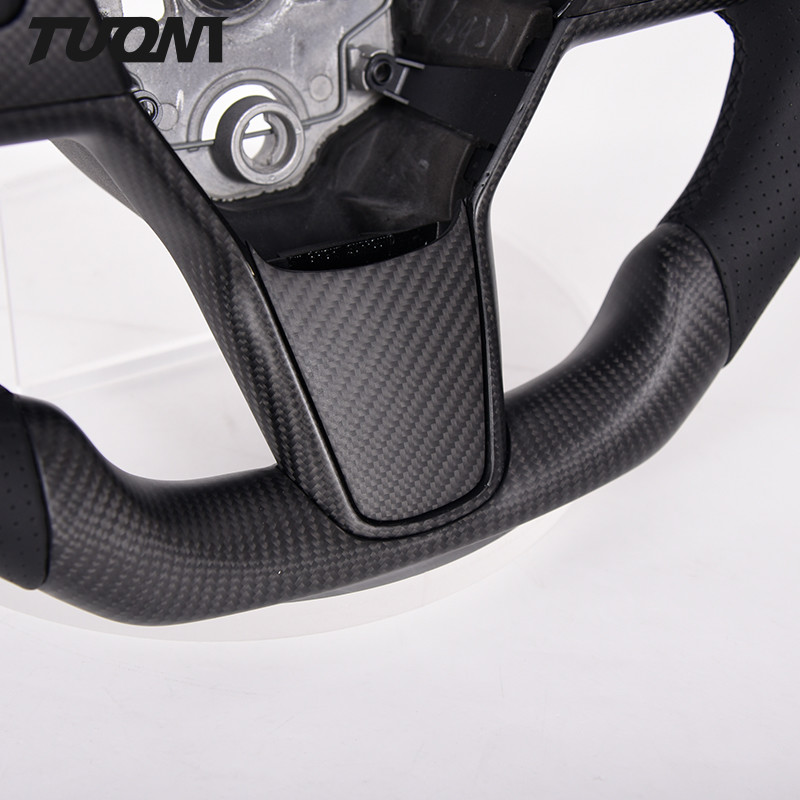 White Black Yoke Model Y Tesla Carbon Fiber Steering Wheel Plain Weave High Quality