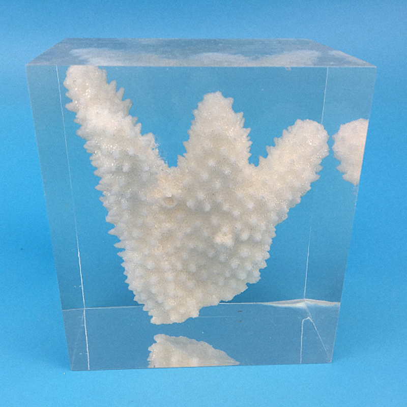 custom cube brick resin paper weight with inclusion embeddings
