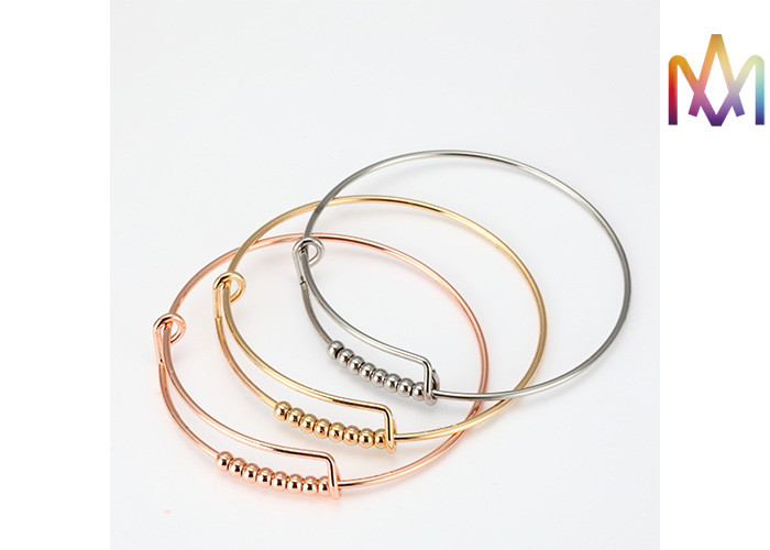 SS304 Twisted Expandable Movable Bead Womens Engraved Bracelets